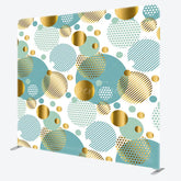Aperturee - Aperturee Blue And Gold Ovals White Backdrop Cover For Decor